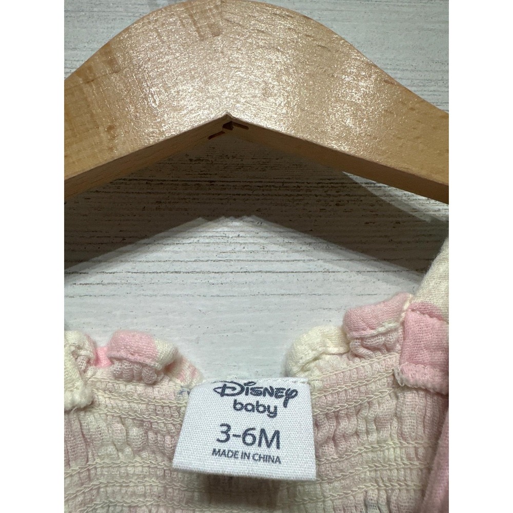 Disney Baby Minnie Mouse Dress Baby Girl 3-6M Pink Gauze Smocked Ruffle EUC - Picture 2 of 3